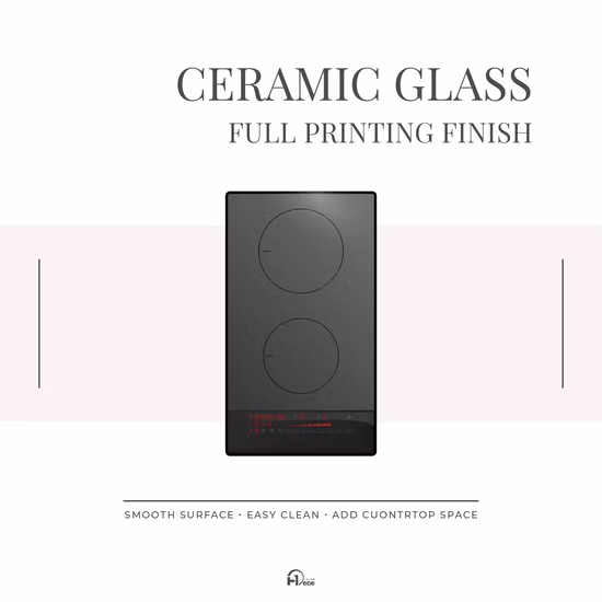 Tuya Smart Device WiFi Control Black Surface Induction Burner with 2 Elements in 30cm