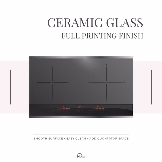 Household 220V Single Switch Inverter Drop in 2 Zones Induction Burner with Black Ceramic Glass