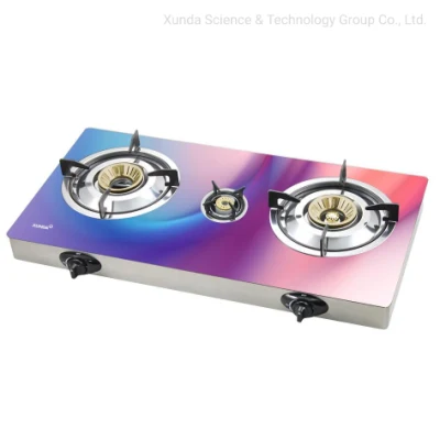 Xunda Table Top Gas Stove Customized 3D Glass Panel High Efficiency Whirlwind Tornado Flame Gas Burners